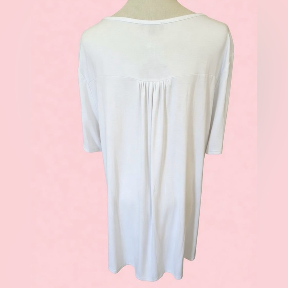 Verbendi Women’s 3X Short Sleeve White Blouse Top Crochet Accent - Picture 7 of 13
